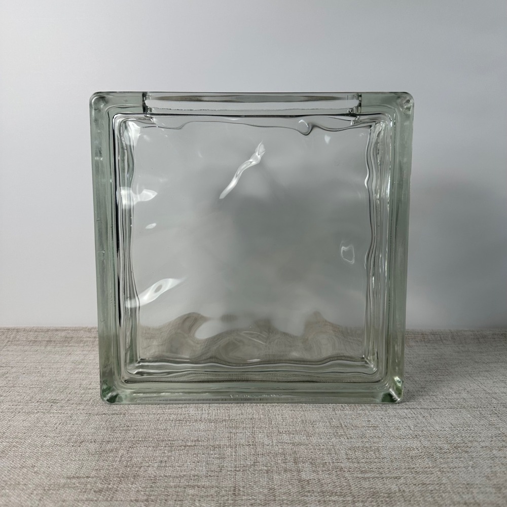 Vintage West German Glass Block Vase | Large 9" Architectural Glass Brick Vase